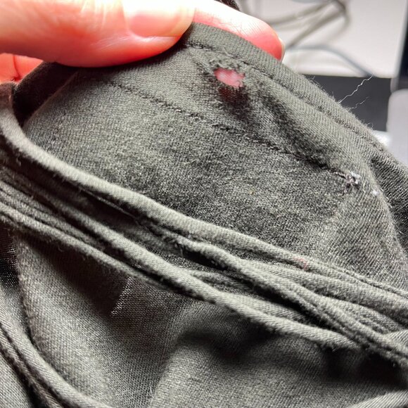 Allsaints Strappy Mummy Dress Black Size 12 Medium Cotton Fringe Tattered Gothic - Picture 15 of 15